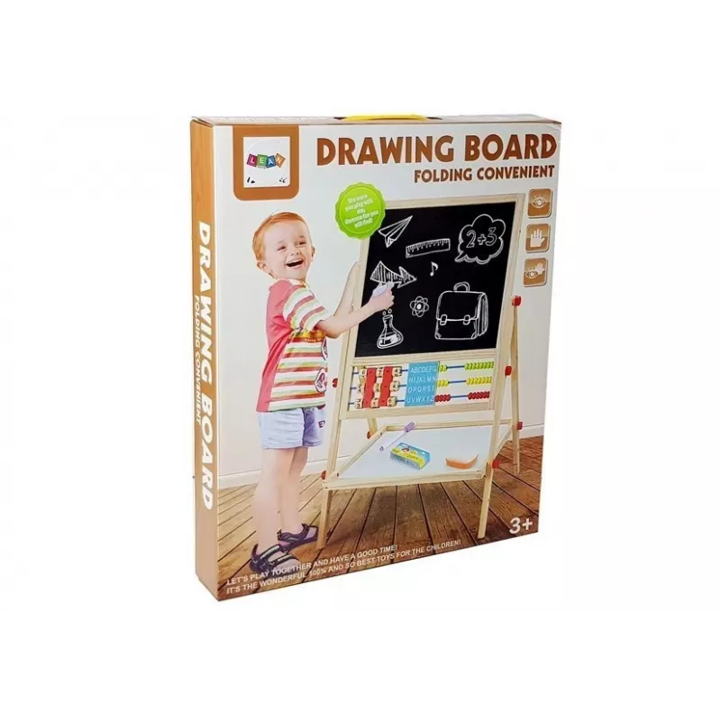 LEAN TOYS Pizarra de madera con ábaco, reloj, números e imán
