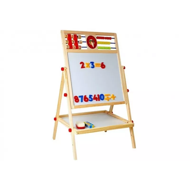 LEAN TOYS Pizarra de madera con ábaco, reloj, números e imán