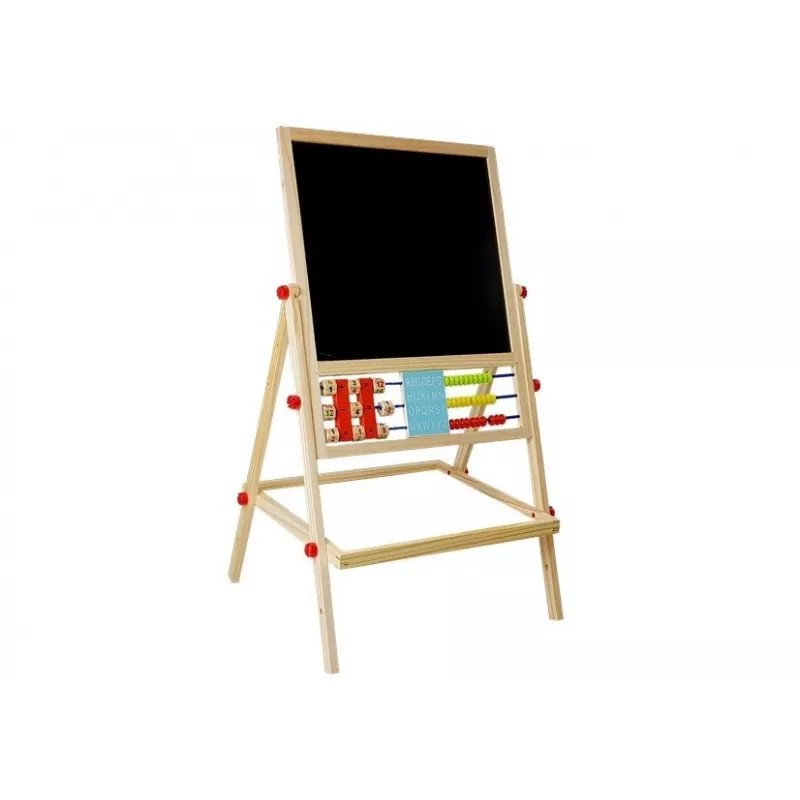 LEAN TOYS Pizarra de madera con ábaco, reloj, números e imán
