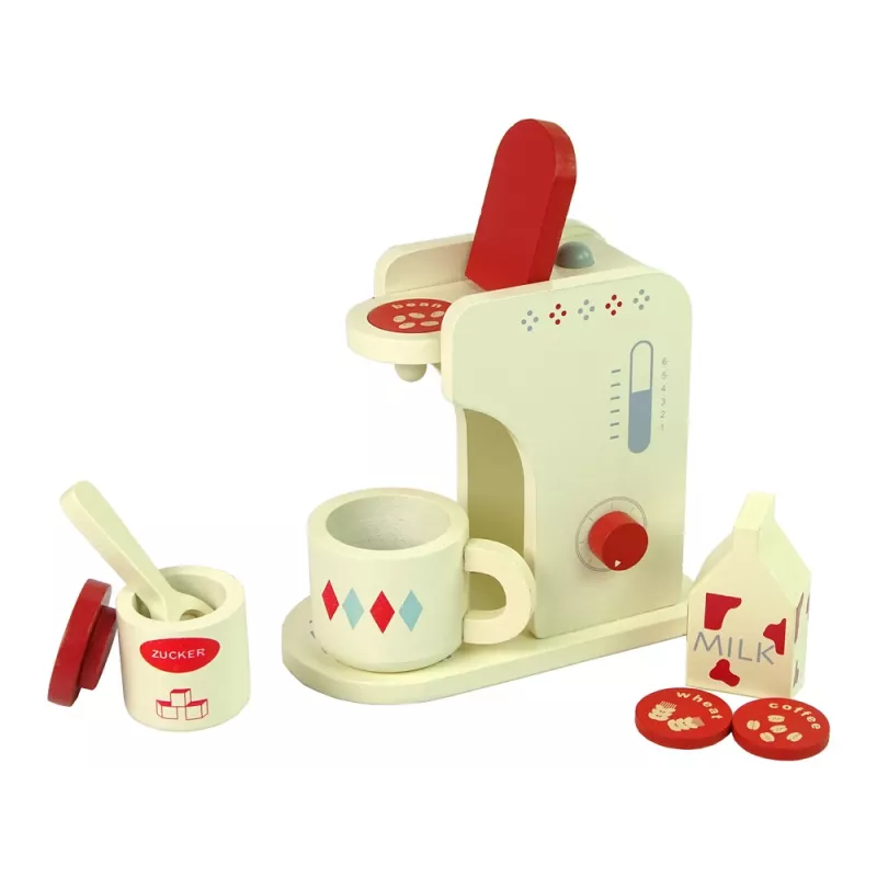 LEAN TOYS Accesorio de cafetera de madera cocina niños