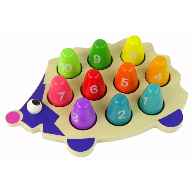 LEAN TOYS Erizo de Madera Educativo con 10 Rotuladores de Colores
