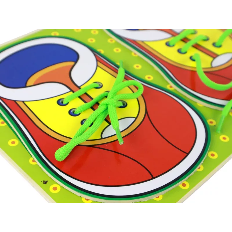 LEAN TOYS Juguete de madera para aprender a atarse los cordones