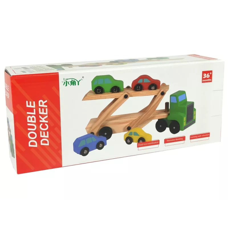 LEAN TOYS Camión de madera verde con bloques de construcción