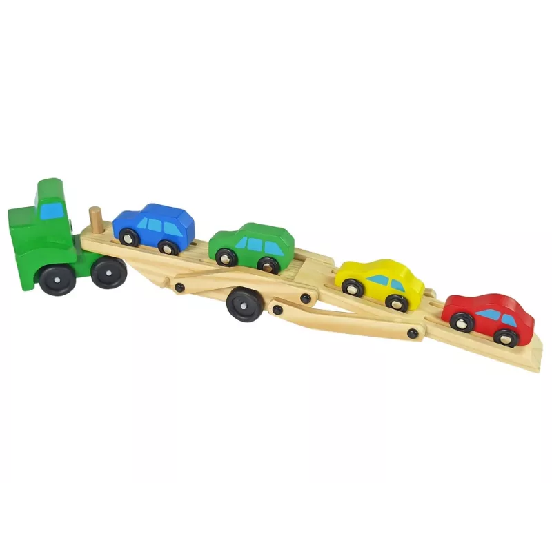 LEAN TOYS Camión de madera verde con bloques de construcción