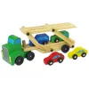 LEAN TOYS Camión de madera verde con bloques de construcción