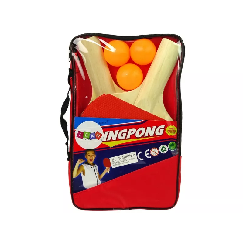 LEAN TOYS Palas de ping-pong de madera con 3 bolas y bolsa