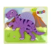 LEAN TOYS Puzzle de madera dinosaurio coritosaurio rosa espinosaurio morado