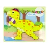 LEAN TOYS Puzzle de madera dinosaurio estegosaurio amarillo