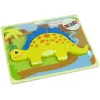 LEAN TOYS Puzzle de madera dinosaurio estegosaurio amarillo