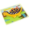 LEAN TOYS Puzzle de madera dinosaurio triceratops anquilosaurio naranja