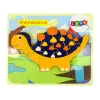 LEAN TOYS Puzzle de madera dinosaurio triceratops anquilosaurio naranja