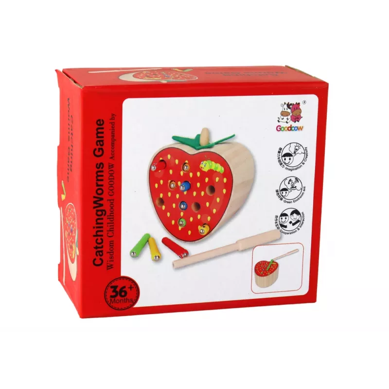LEAN TOYS Fresa de Madera Juego Magnético Atrapa el Gusano