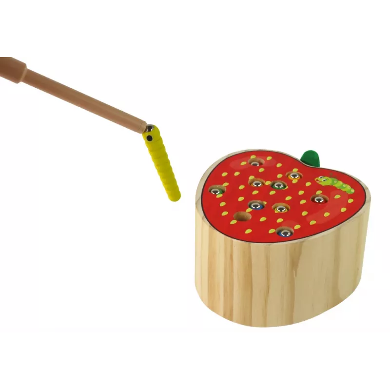 LEAN TOYS Fresa de Madera Juego Magnético Atrapa el Gusano