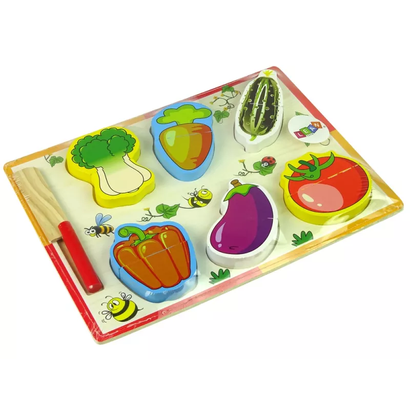 LEAN TOYS Set de corte de verduras de madera 6 piezas tomate pimiento pepino
