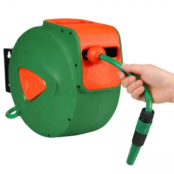 LEAN Enrollador automático de pared con manguera de jardín 30m + 2m