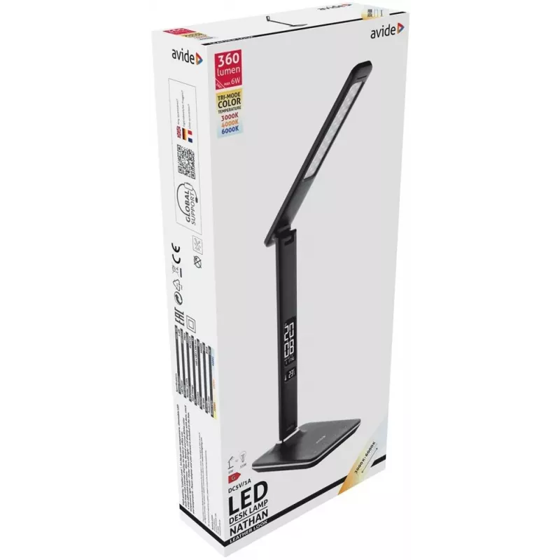 Avide lámpara de escritorio LED oficina calendario negro 6W 350lm