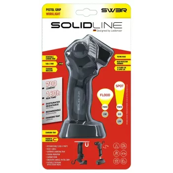 Linterna Ledlenser SW3R LED COB con base magnética, 320 lm, recargable USB-C, IP54, cabezal orientable 180°, clip de cinturón, negra