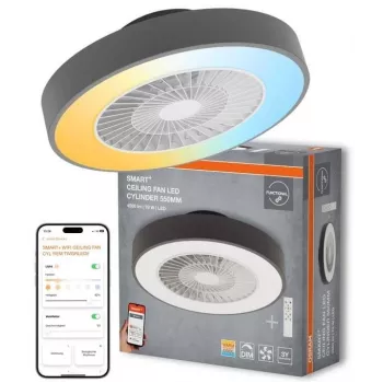 LEDVANCE SMART WIFI ventilador de techo CYL REM 76W D550T - ventilador de techo inteligente con luz LED integrada, Tunable White, mando a distancia y control por app