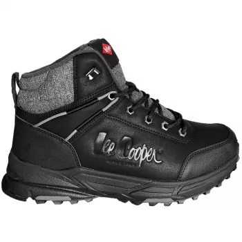 Lee Cooper zapatillas de cordones hombre en negro - parte superior de piel sintética y textil, suela de goma, LCJ-23-01-2036M