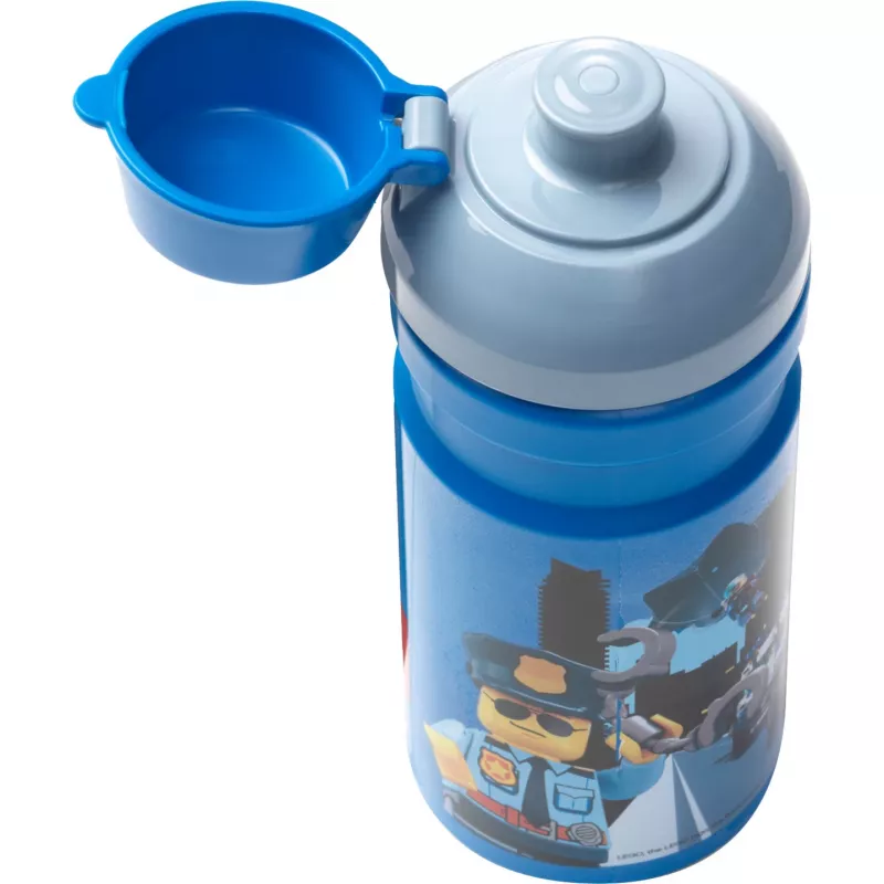 LEGO City Botella 390 ml azul con boquilla de silicona suave y tapa semitransparente, PP/silicona, 1 unidad (40561735)