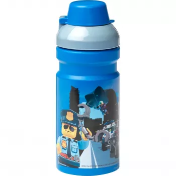 LEGO City Botella 390 ml azul con boquilla de silicona suave y tapa semitransparente, PP/silicona, 1 unidad (40561735)