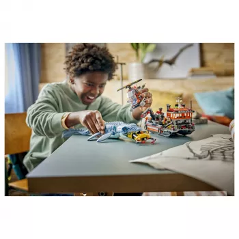 LEGO Jurassic World 77983 Mosasaurus Dinosaur Boat Attack (280 piezas, 3 minifiguras, a partir de 7 años)