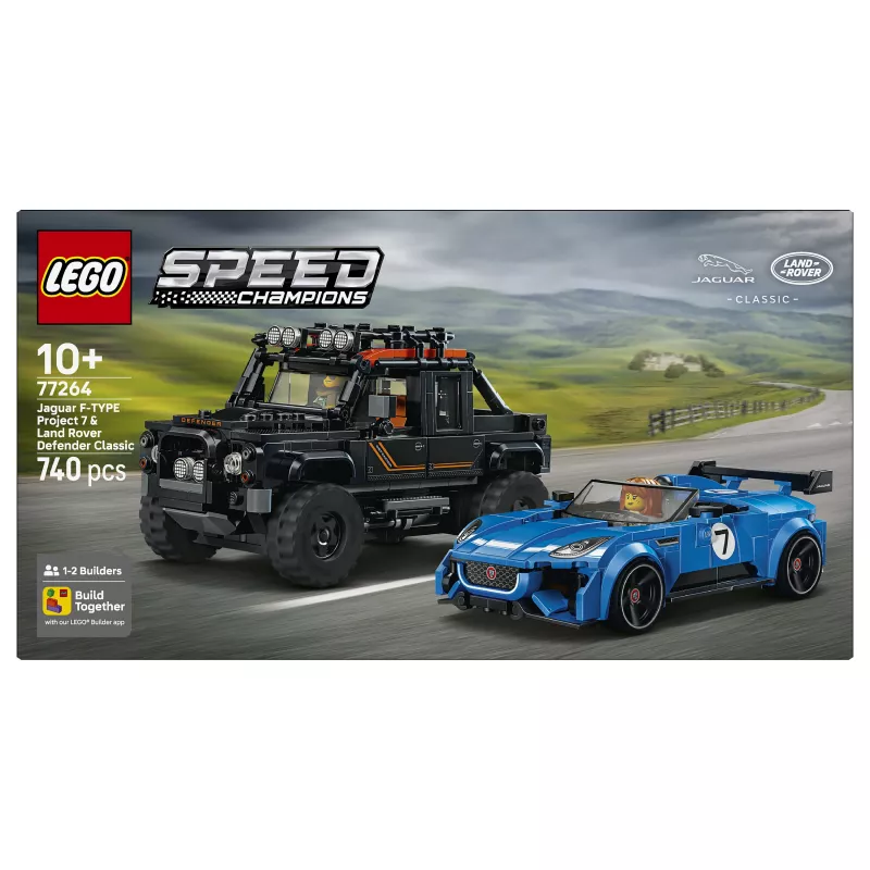 LEGO Speed Champions 77264 Set de construcción Jaguar F-TYPE Project 7 y Land Rover Defender Classic