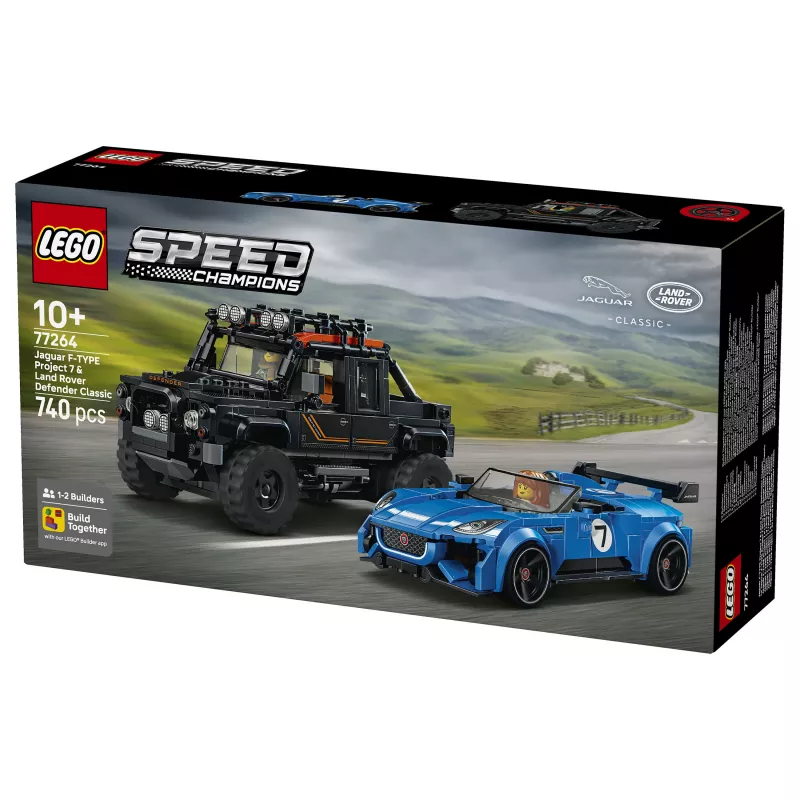 LEGO Speed Champions 77264 Set de construcción Jaguar F-TYPE Project 7 y Land Rover Defender Classic