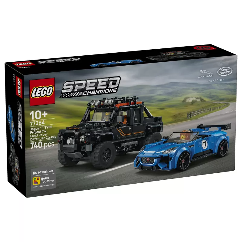LEGO Speed Champions 77264 Set de construcción Jaguar F-TYPE Project 7 y Land Rover Defender Classic
