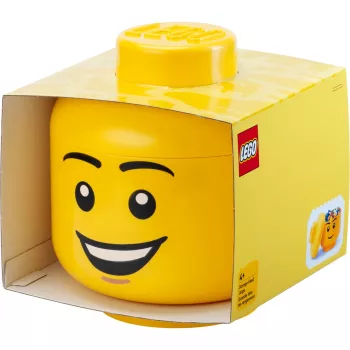 LEGO Storage Head Happy Boy grande amarillo 8.5L contenedor de almacenamiento con forma de cabeza de minifigura de polipropileno (40320820)