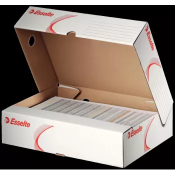 LEITZ 128004 caja de archivo A4 lomo 80 mm blanco/rojo cartón, pack de 25