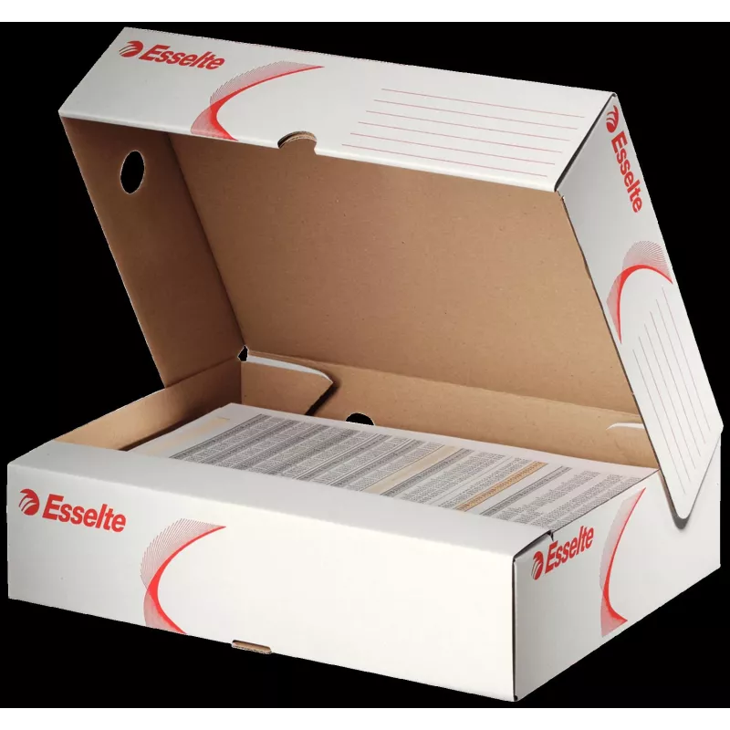 LEITZ 128004 caja de archivo A4 lomo 80 mm blanco/rojo cartón, pack de 25