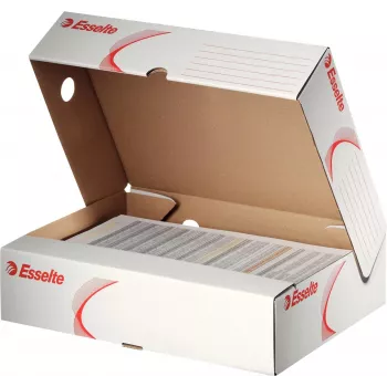 LEITZ 128004 caja de archivo A4 lomo 80 mm blanco/rojo cartón, pack de 25