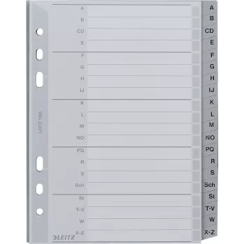 LEITZ separador A-Z A5 de polipropileno 20 hojas gris con portada de cartón etiquetable 1265-00-00