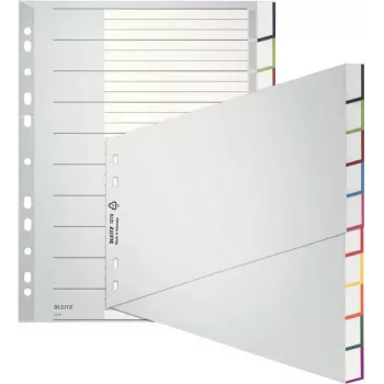 Leitz Separadores A4 en blanco, polipropileno, gris, 10 piezas, taladro universal 1270