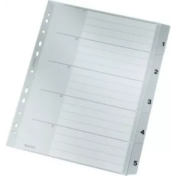 LEITZ Separadores de índice A4 Extra Wide PP 1-5, gris con portada escribible 1283-00-85