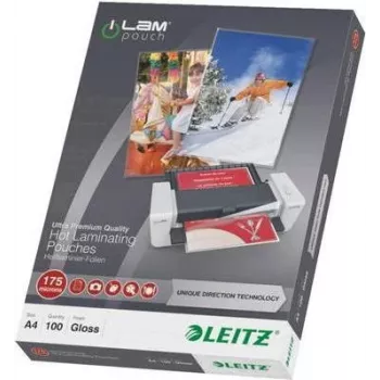 Leitz fundas de laminar A4, brillante cristal transparente, 100 micras, pack de 100 7483-00-00