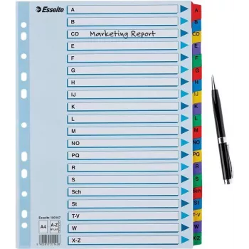 Esselte A4 Mylar Separadores con índice A-Z, 20 partes, multicolor (100167)