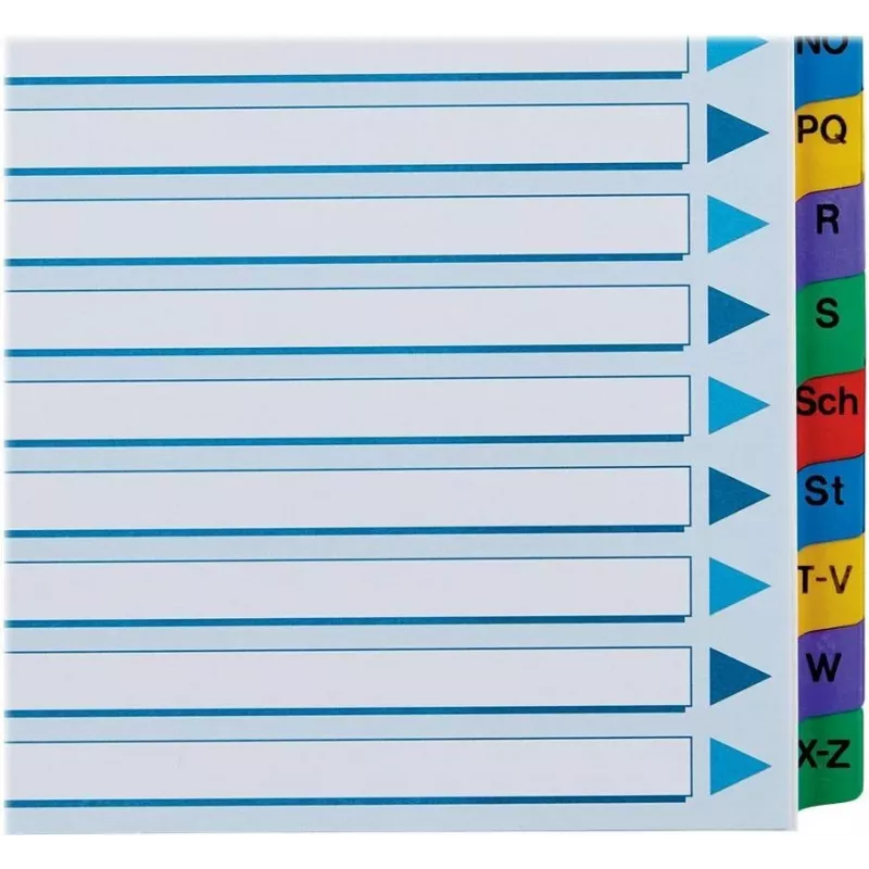Esselte A4 Mylar Separadores con índice A-Z, 20 partes, multicolor (100167)