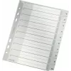 LEITZ Índice de plástico A5, numerado 1-10, gris, 10 elementos, polipropileno, 0,12 mm, con portada etiquetable 1285-00-00