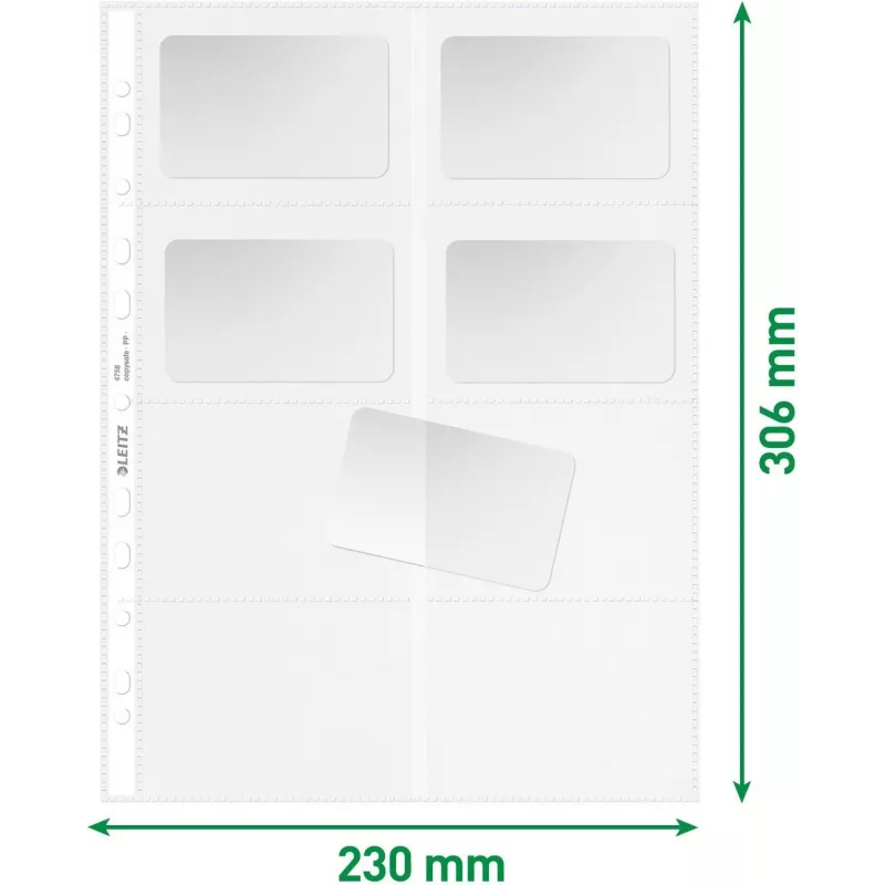 LEITZ Funda presentadora de tarjetas de visita para 16 tarjetas, A4, PP transparente, 0,11 mm, apertura lateral, apta para archivo (4758-30-03)