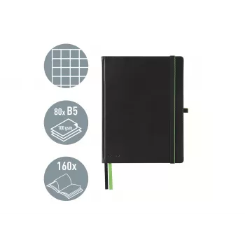 LEITZ Complete cuaderno, formato iPad, cuadriculado, 80 hojas papel marfil de 96 g/m², efecto piel, negro 4473-00-95
