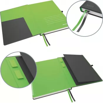LEITZ Complete cuaderno, formato iPad, cuadriculado, 80 hojas papel marfil de 96 g/m², efecto piel, negro 4473-00-95