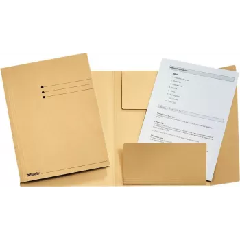 LEITZ Esselte carpeta jurídica, DIN A4, cartón manila, 275 g/m², chamois con 3 solapas en la solapa inferior, impresión de líneas en la cubierta frontal, 50 unidades (1033304)