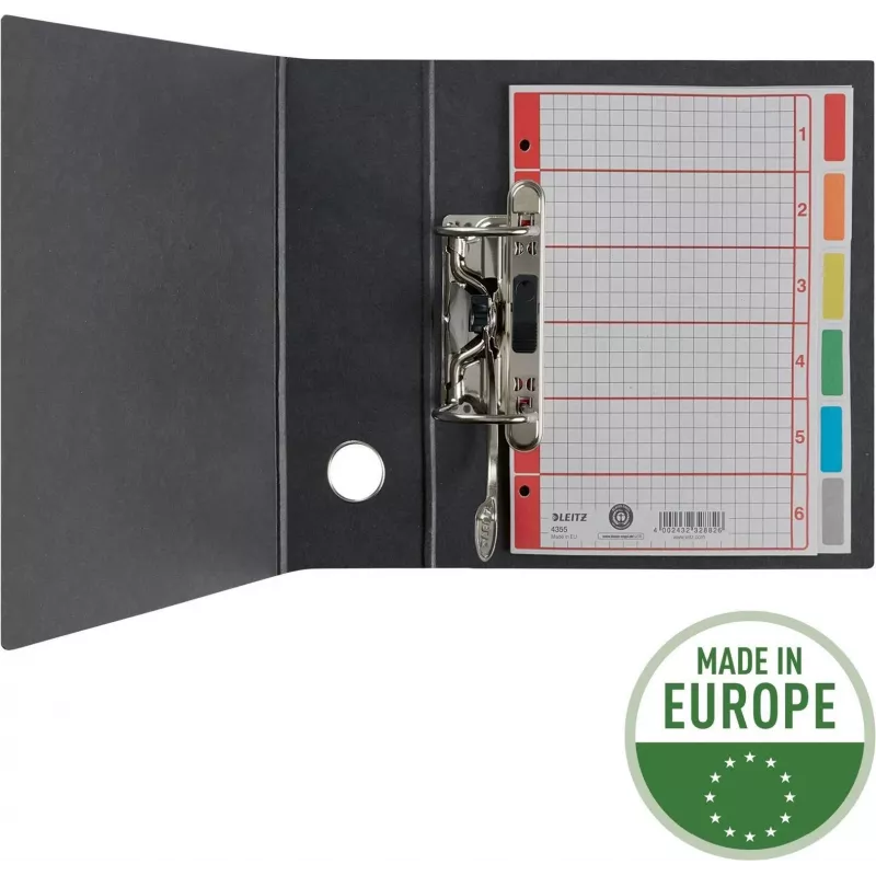 LEITZ separador de cartón extragrueso, en blanco, A5, 6 partes, gris 230 g/m², portada con cuadrícula para escribir 4355-00-85