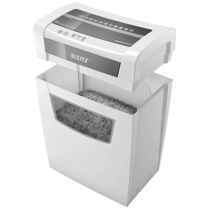 LEITZ IQ Home Office S P-4 Destructora de documentos de corte en partículas, 8 hojas, 10 L, blanca (80360000)