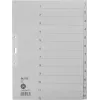 LEITZ Separadores Manila, numéricos 1-12, A4 extra ancho, gris, 12 partes, 100 g/m², perforación de 80 mm, agujeros reforzados 1233-00-85