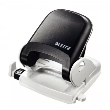 Leitz NeXXt Perforadora de mesa, 30 hojas, 2 agujeros, 5,5 mm, A4-A6, Folio, US-Quart, metal y plástico, Negra 5005-00-95