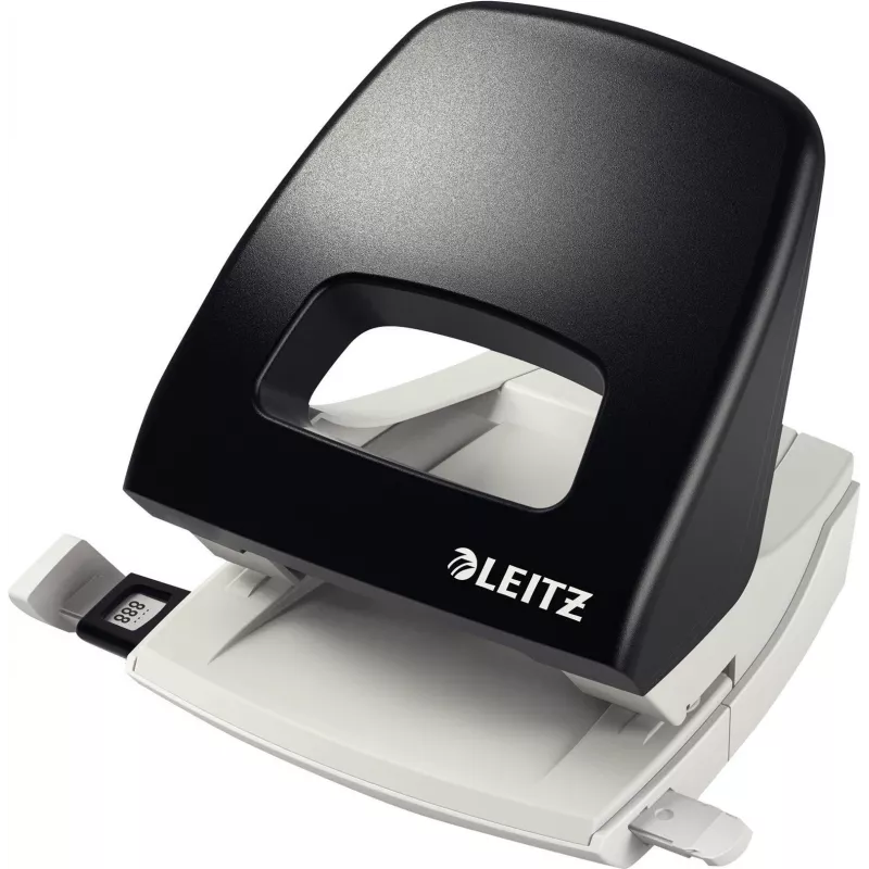 Leitz NeXXt Perforadora de mesa, 30 hojas, 2 agujeros, 5,5 mm, A4-A6, Folio, US-Quart, metal y plástico, Negra 5005-00-95