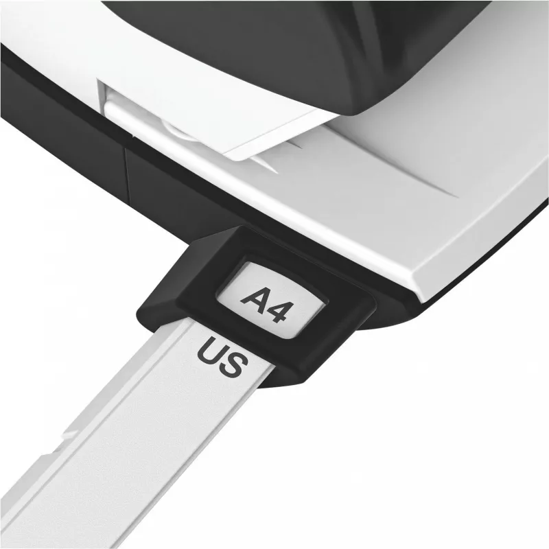 Leitz NeXXt Perforadora de mesa, 30 hojas, 2 agujeros, 5,5 mm, A4-A6, Folio, US-Quart, metal y plástico, Negra 5005-00-95